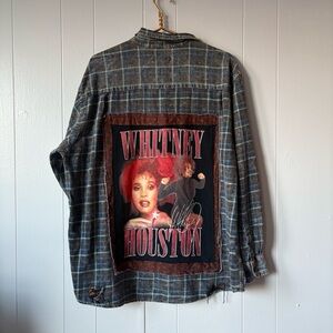 Whitney Houston Upcycled Grunge Flannel